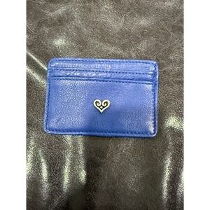 Brighton Blue Leather Card Holder Heart Emblem Make Every Moment Count Wallet